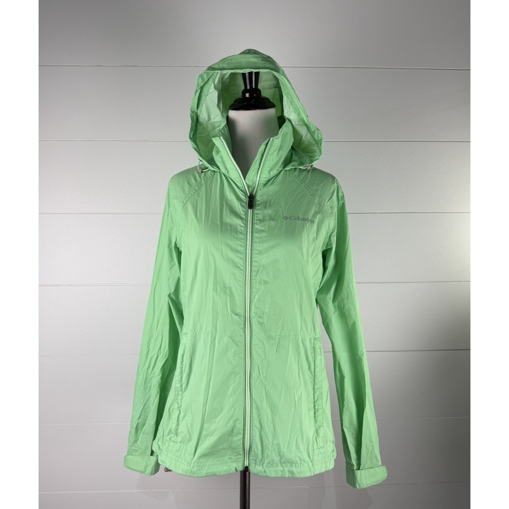 Columbia Switchback Rain Jacket Women S Green Hood Lightweight Windbreaker Coat
